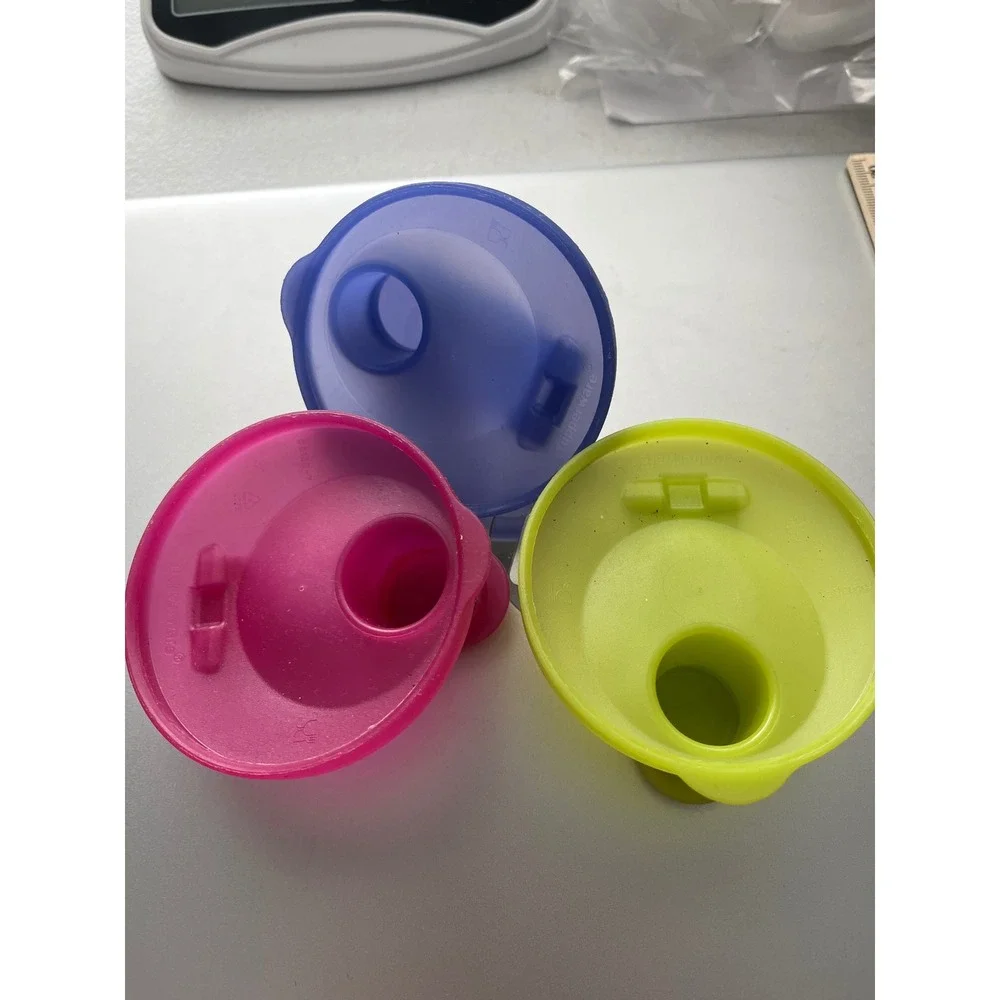 Tupperware Eco Water Bottle Flip Top Replacement Lids Set of 3 Pink Blue Green